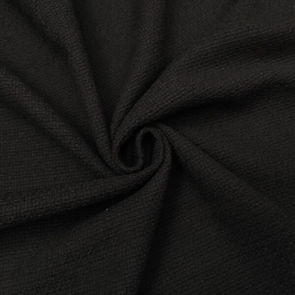 Tessuto Tweed Bouclé in cotone tinta unita nero