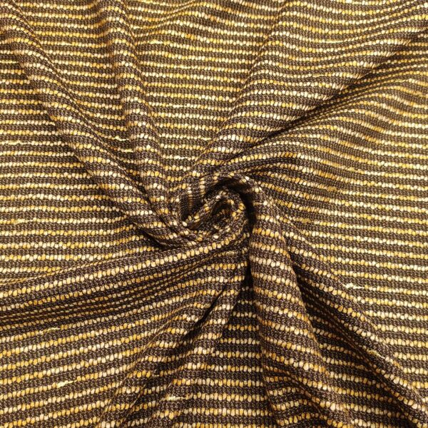 Tessuto Tweed Bouclé in cotone grigio - senape - oro