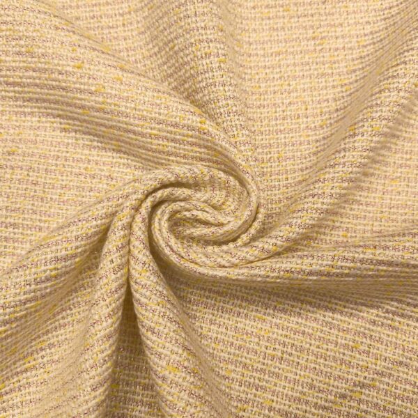 Tessuto Tweed Bouclé in cotone bianco - giallo - oro