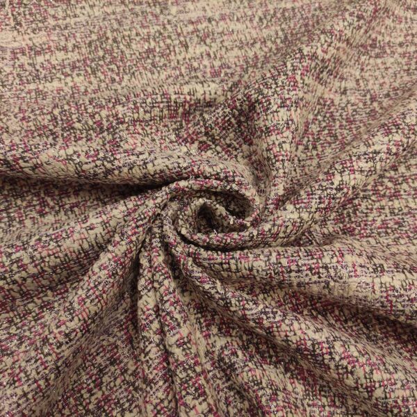 Tessuto Maglia Tweed Lurex bianco - lilla