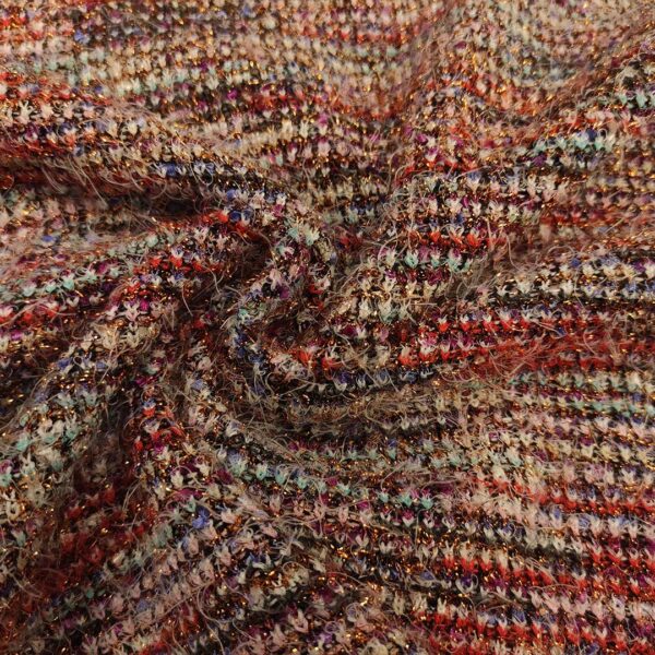 Tessuto Maglia Tweed Lurex fucsia - rosso - acquamarina