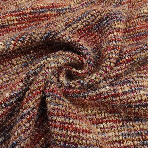 Tessuto Maglia Tweed Lurex fucsia - rosso - blu