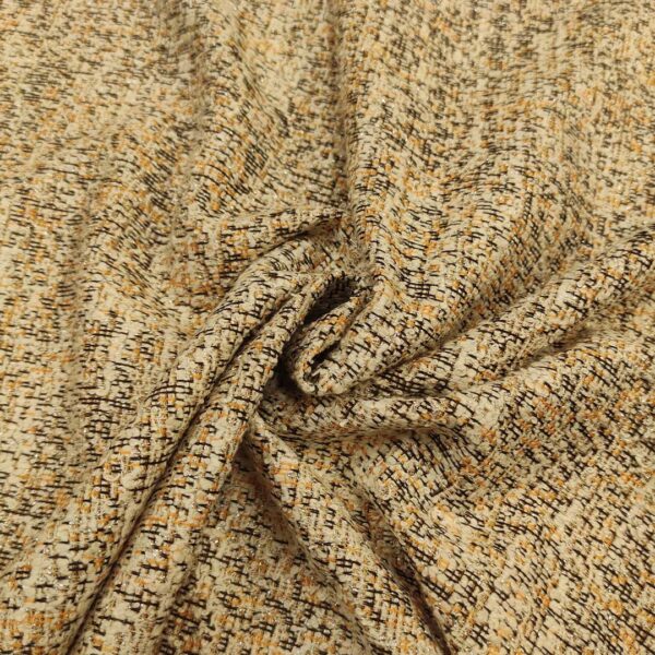 Tessuto Maglia Tweed Lurex ocra - bianco