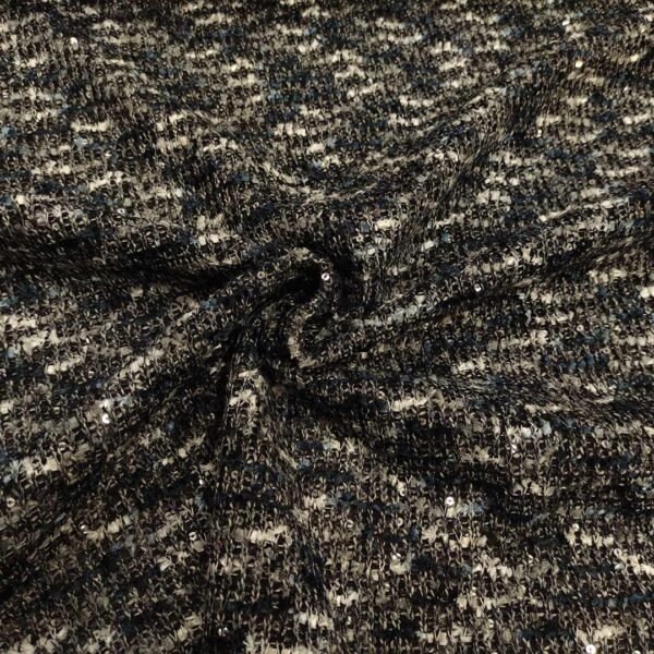 Tessuto Maglia Tweed Lurex bianco - blu - grigio
