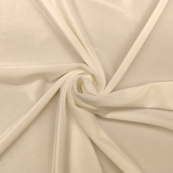 Tessuto velluto elasticizzato tinta unita bianco seta