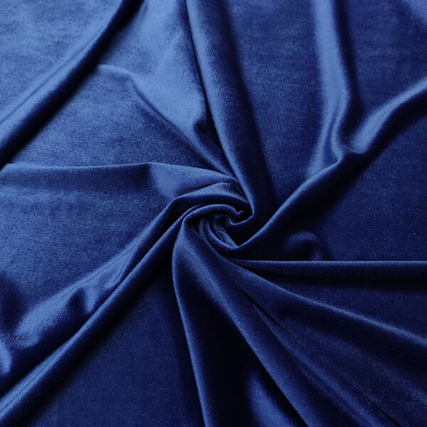 Tessuto velluto elasticizzato tinta unita blu royal
