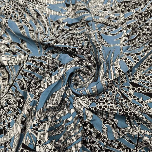 Tessuto Viscosa a fantasia motivo astratto carta da zucchero - grigio - bainco