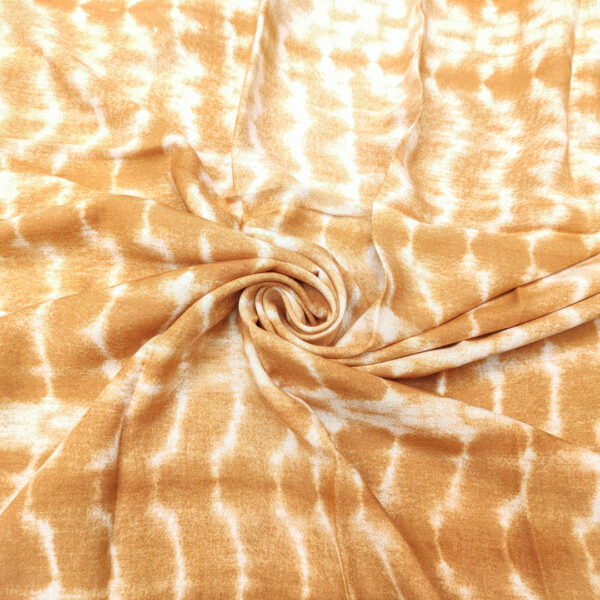 Tessuto Viscosa a fantasia motivo astratto nocciola - bianco