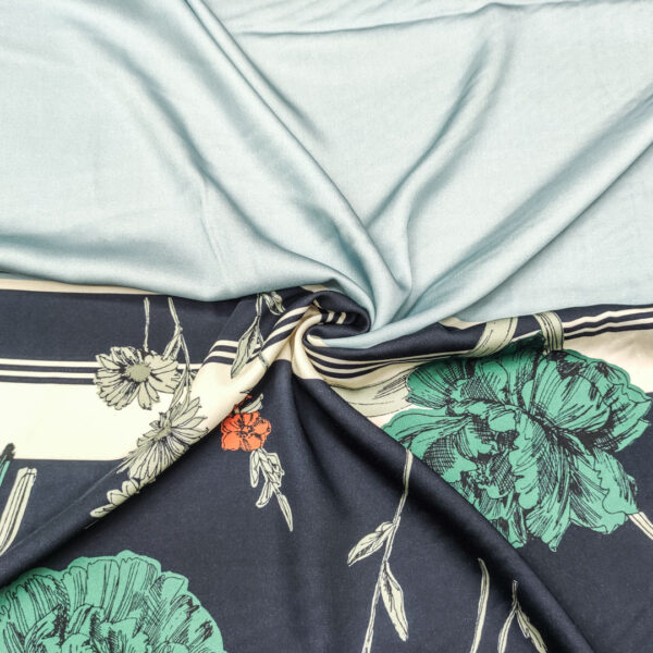 Tessuto Viscosa a fantasia motivo floreale salvia - beige