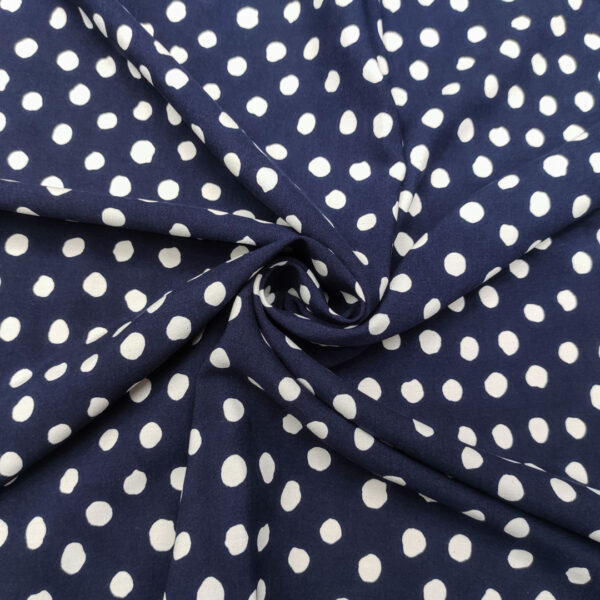 Tessuto Viscosa a fantasia motivo pois bianco - blu