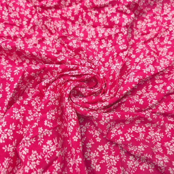 Tessuto Viscosa a fantasia motivo floreale fucsia - bianco