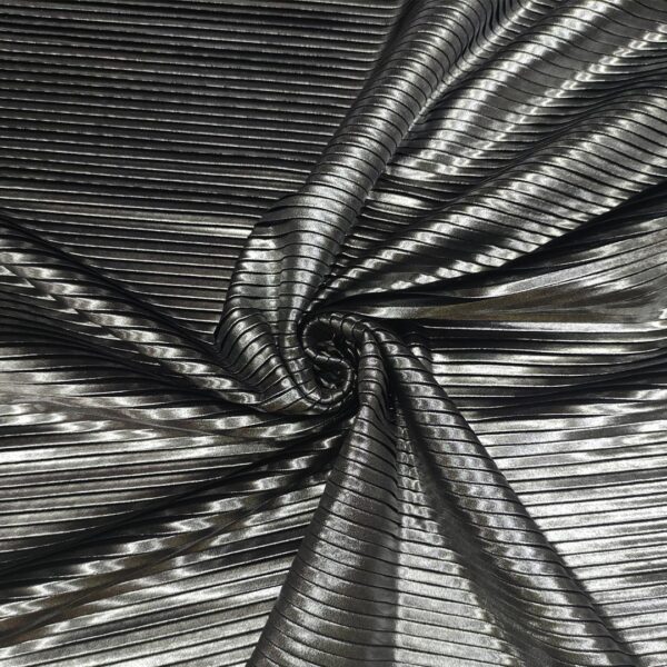 Tessuto Jersey spalmato effetto plissè argento