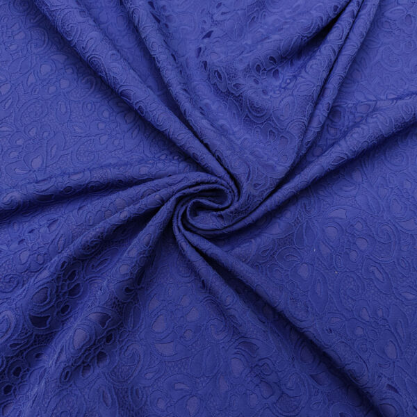 Tessuto Broccato motivo floreale blu royal