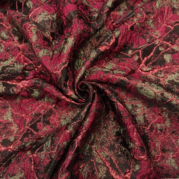 Tessuto Broccato in seta motivo astratto bronzo - rame - nero