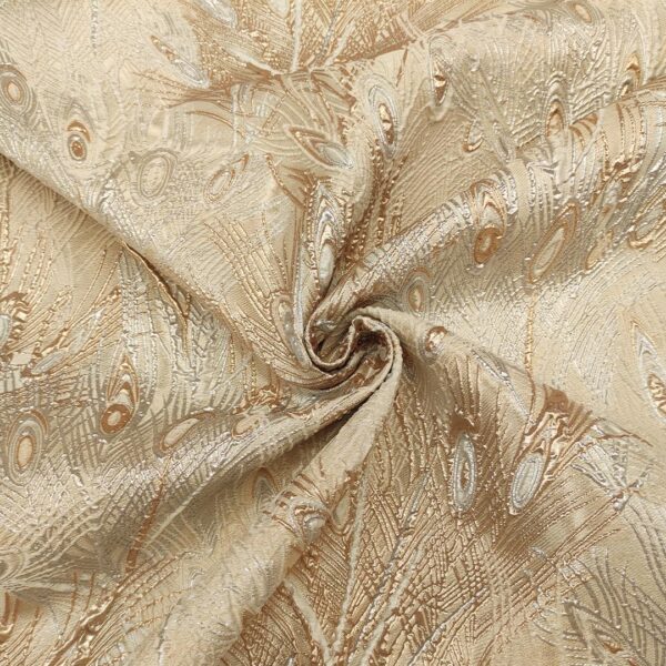 Tessuto Broccato in seta motivo astratto beige - oro - argento