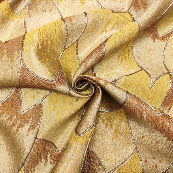 Tessuto Broccato in seta motivo floreale verde acido - bronzo - marrone