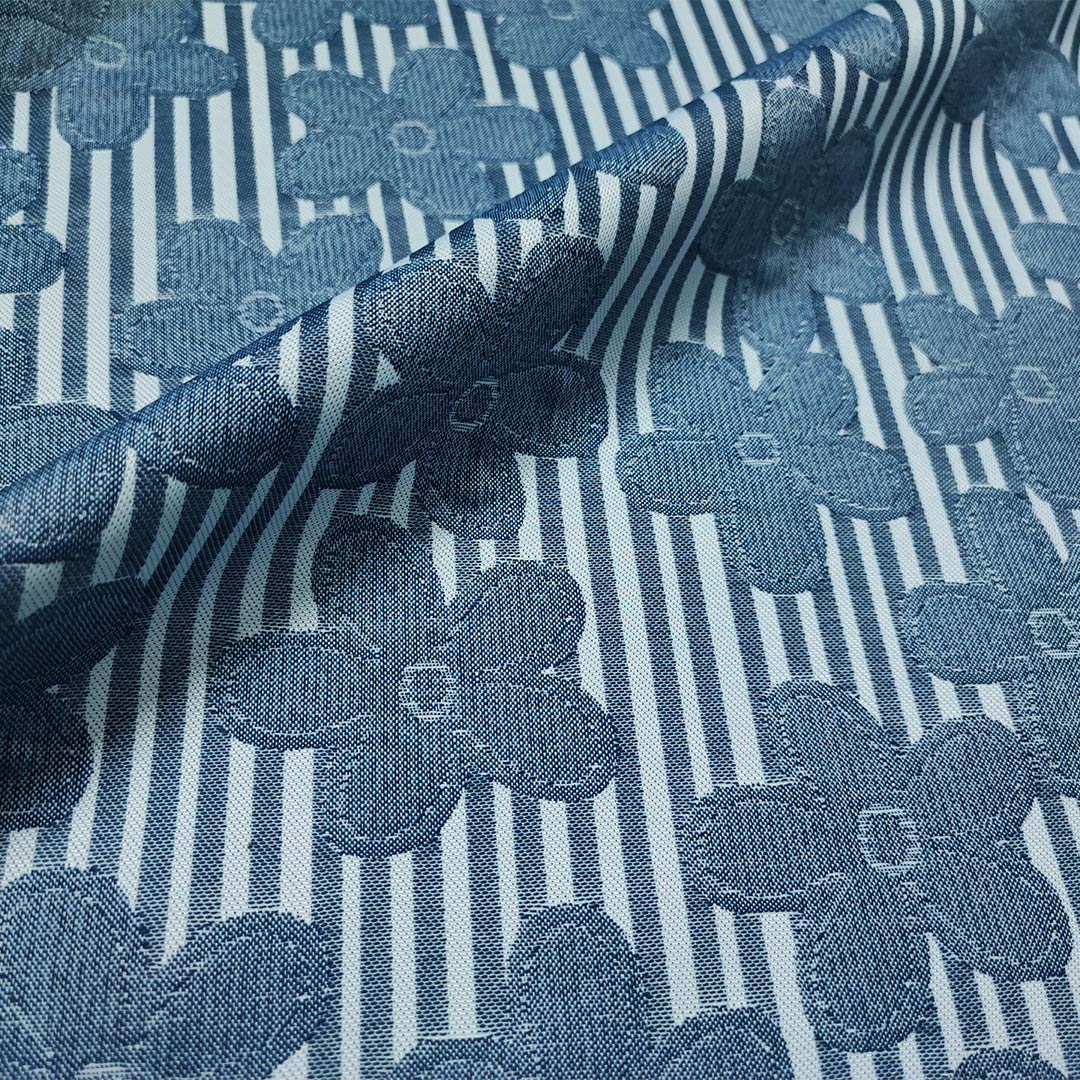 VCNY Home Tenda Doccia In Tessuto Tranquility - Blu Navy E Bianco, Motivo Damascato Floreale - 182x182 Cm
