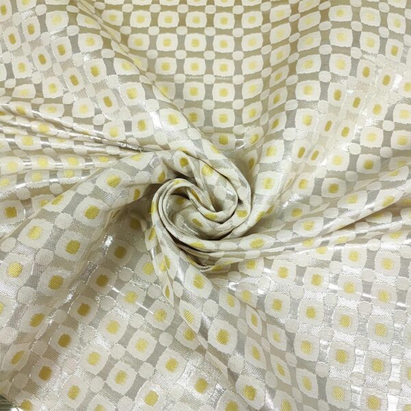 Tessuto Broccato motivo geometrico giallo - argento