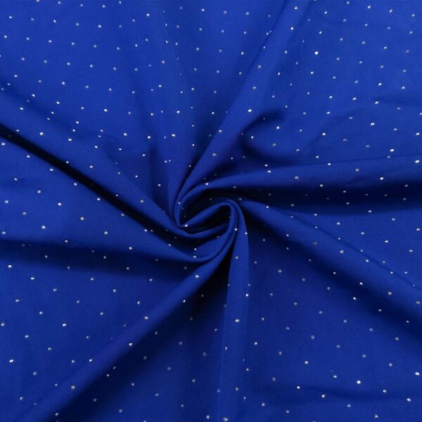 Tessuto Cady Elasticizzato con punti luce blu elettrico