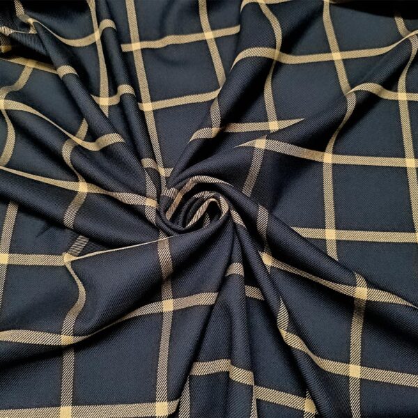 Tessuto Cady mano lana motivo quadri nero - beige