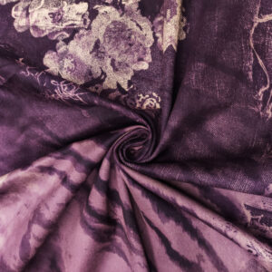 Tessuto Caldo Cotone a fantasia motivo astratto viola - prugna - beige