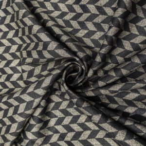 Tessuto Caldo Cotone a fantasia motivo geometrico grigio - blu jeans