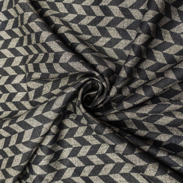 Tessuto Caldo Cotone a fantasia motivo geometrico grigio - blu jeans