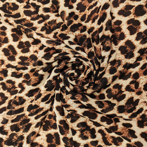 Tessuto Chiffon a fantasia motivo animalier beige - marrone - marroncino