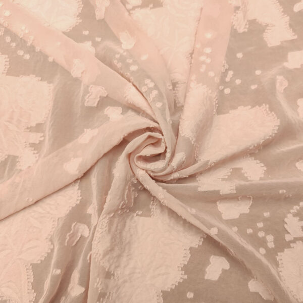 Tessuto Chiffon devorè a fantasia motivo astratto rosa