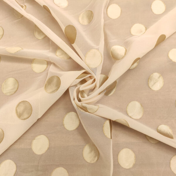 Tessuto Chiffon devorè motivo pois champagne