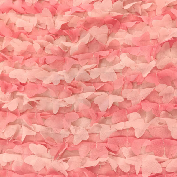 Tessuto chiffon ricamato con fiori in 3D rosa baby