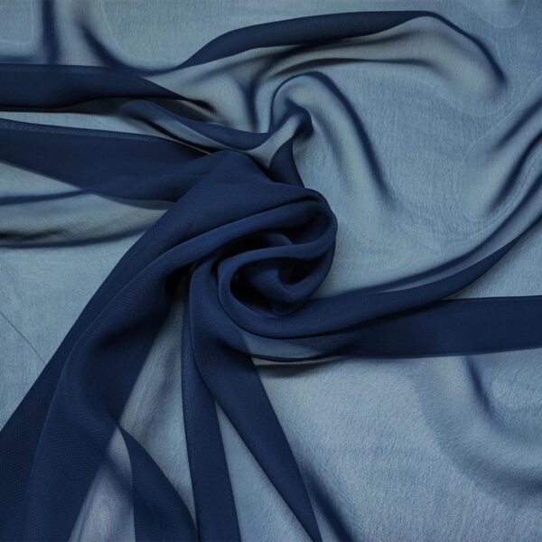Tessuto Chiffon in tinta unita blu notte