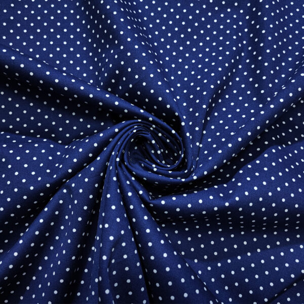 Tessuto Cotone a fantasia motivo pois piccoli blu - bianco