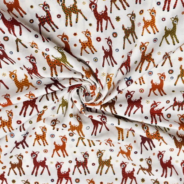 Tessuto Misto Cotone per arredamento a fantasia motivo astratto bianco - arancione