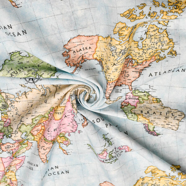 Tessuto Misto Cotone per arredamento a fantasia motivo astratto celeste