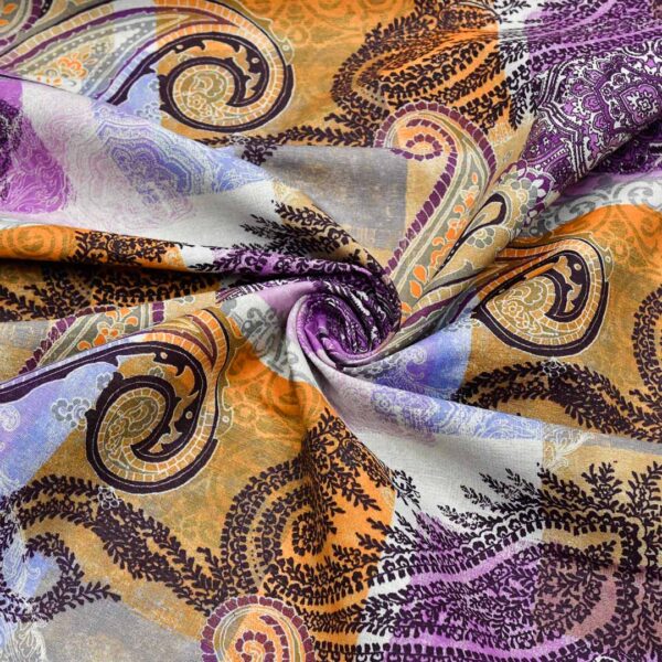 Tessuto Misto Cotone per arredamento a fantasia motivo etnico arancione - vinaccio