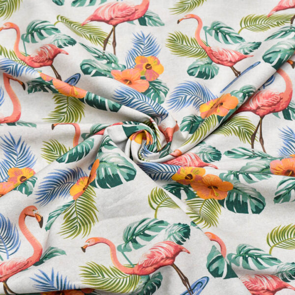 Tessuto Misto Cotone per arredamento a fantasia motivo floreale celeste - rosa - verde