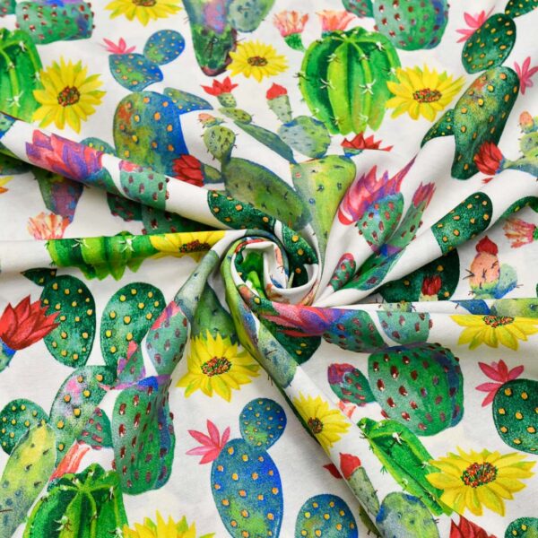 Tessuto Misto Cotone per arredamento a fantasia motivo floreale verde - bianco - giallo