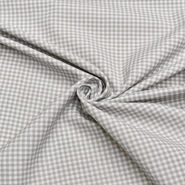 Tessuto Misto Cotone per arredamento a fantasia motivo quadri piccoli grigio - bianco