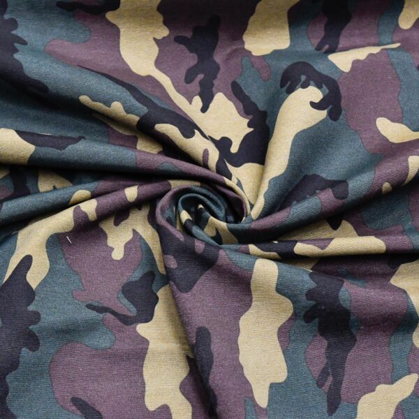 Tessuto Misto Cotone per arredamento a fantasia motivo mimetico nero - verde - marrone