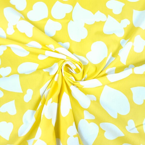 Tessuto Cotone leggero a fantasia motivo astratto bianco - giallo