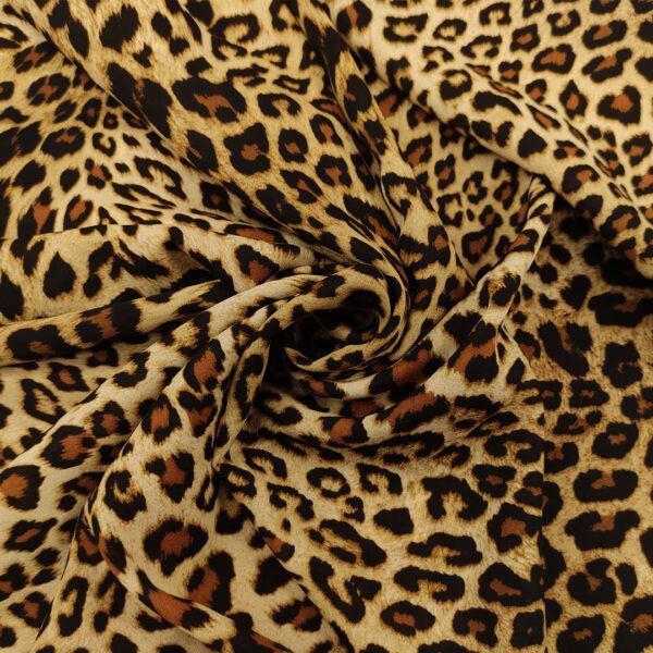 Tessuto Crepe a fantasia motivo animalier beige - marrone - nero