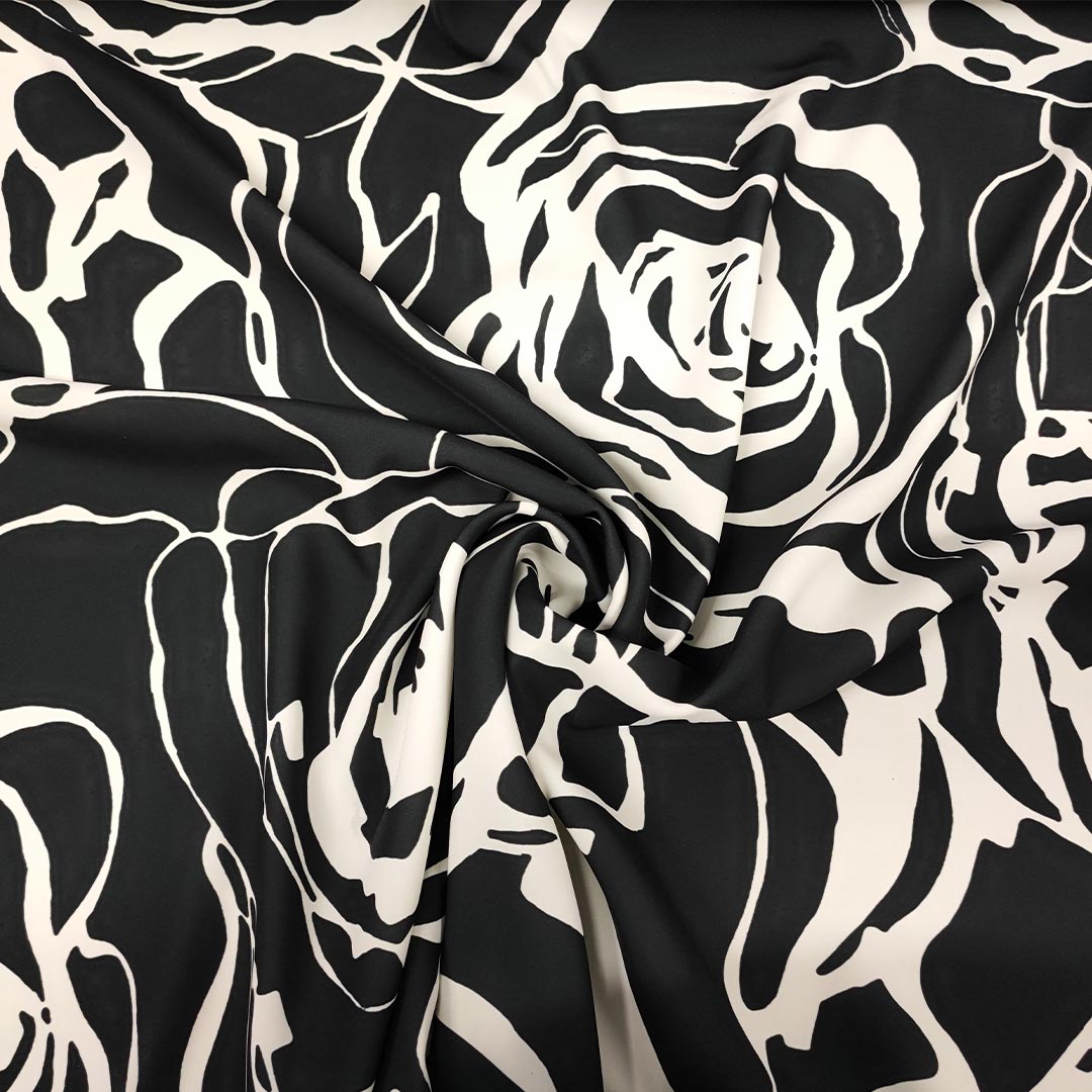 Tessuto Crêpe Crush Spring - Larghezza 150 Cm, Colore Nero, Per Abbigliamento E Arredamento (1 Metro)