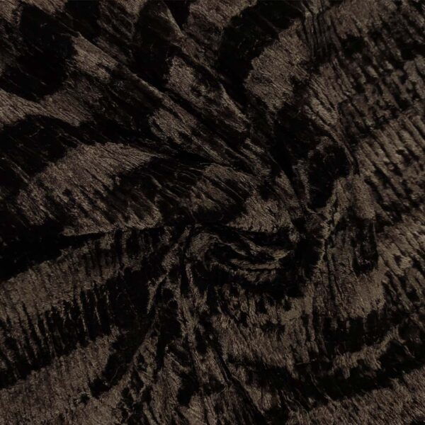 Tessuto Eco Pelliccia simil astrakan motivo striato tinta unita nero