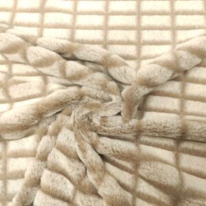 Tessuto Eco Pelliccia motivo quadri beige chiaro - beige scuro