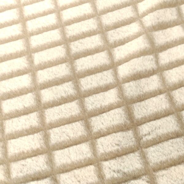 Tessuto Eco Pelliccia motivo quadri beige chiaro - beige scuro