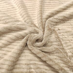 Tessuto Eco Pelliccia motivo rigato beige chiaro - beige scuro