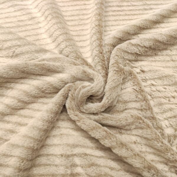 Tessuto Eco Pelliccia motivo rigato beige chiaro - beige scuro