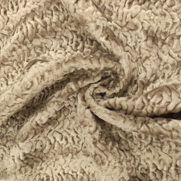 Tessuto Eco Pelliccia simil astrakan tinta unita tortora