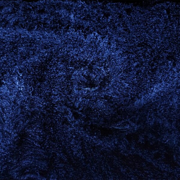 Tessuto Eco Pelliccia Mongolia a pelo riccio tinta unita blu